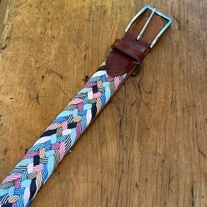 Peter Millar braided cotton/leather belt made in Italy